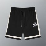 高版本 loewe 罗意威 字母拼皮口袋标五分裤 纯棉360G高品面料 特别手感 超级质感 舒适柔软透气 休闲宽松版型 潮流男女同款 颜色 黑色 码数 Xs~L