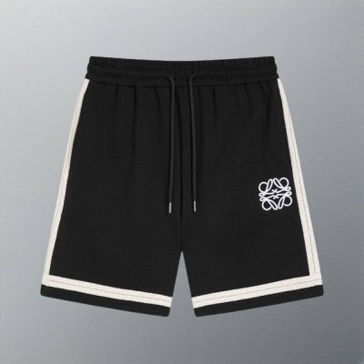 高版本 loewe 罗意威 字母拼皮口袋标五分裤 纯棉360G高品面料 特别手感 超级质感 舒适柔软透气 休闲宽松版型 潮流男女同款 颜色 黑色 码数 Xs~L
