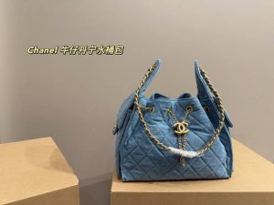 牛皮 尺寸26.21 香奈儿Chanel 牛仔丹宁水桶包