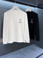 支持年后退换 P230 新品 Ss秋冬新品Saint Laurent圣*兰24Ss圆领加绒打底衫 长袖T恤男士圆领衫，官网在售款，今年十分火爆的一款单品。超强的