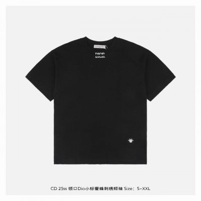 dior 迪奥 25Ss 领口Dio小标蜜蜂刺绣短袖 面料采用230克重精梳棉 定制32支1*1螺纹 成衣两遍水洗处理 面料舒适亲肤无异感 定制定染面料 纺织密
