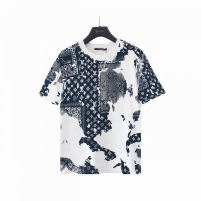 实拍细节图+尺码表 Louis Vuitton 路易威登老花腰果花扎染短袖 采用定制26S双纱无尘棉面料，采用1×2双纱螺纹，克重240G，对版定染卡其色，多维