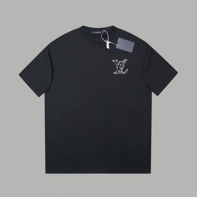 LV 25Ss早春新款 牛仔拼接Logo刺绣短袖 轻奢主义 男女日常通勤穿搭必备单品 正确版本 欢迎对比 详细特征 320克 % 纯棉双纱汗布面料 同缸定染特种