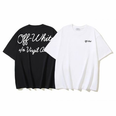 1124# Off-White纯棉260G重磅Script印花短袖T恤 黑色 白色 S M L Xl