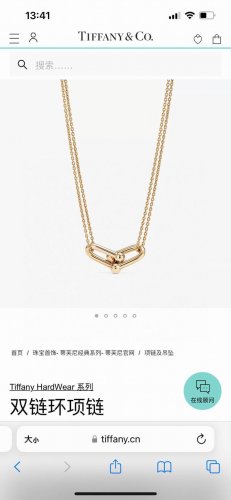 tiffany Hardwear系列 蒂芙尼双链环项链 配全套包装 又酷又飒的蒂芙尼双环马蹄扣项链～酷飒姐妹绝对会喜欢的 工业风的设计看起来很酷却不失女人味，在