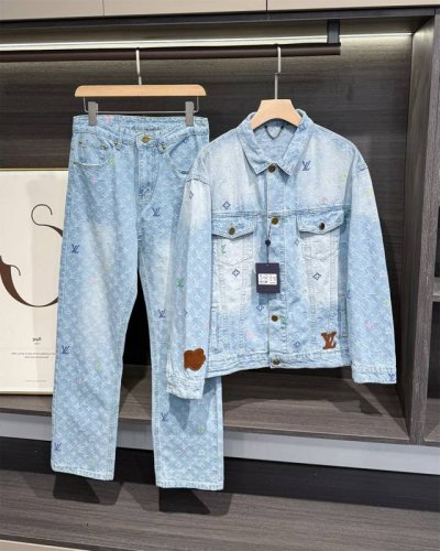 上衣 款号-Mx090 裤子160 款号-Mx010 Louis Vuitton X Tyler 路易 威登 四季联名 彩色绣花字母糖果老花牛仔套装