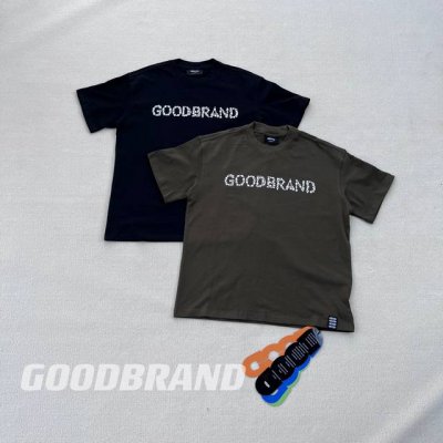 新增灰绿 顶级原厂品质Goodbrand 陆柯燃赵柯淳同款 Fw25 烫钻珍珠字母珠片标语珍珠亮片 立体字母高级感贴钻烫印Logo 情侣圆领宽松短袖T恤 男女同