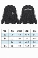 现货 p1109801 Ch新款潮牌字母暗纹十字架满印马蹄梵文卷轴男女款长袖T恤 克 85%棉，15%锦纶. 颜色：黑色 码数：S M L Xl