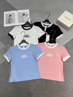 高品质Alo 25夏季系列 独家首发单品 时尚简约撞色设计T恤 采用弹力棉Ｔ恤面料 立体胶印点缀 定制织带设计 细节看得到的品质 Sml