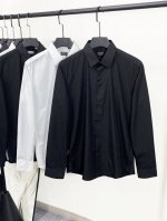 新品 Ez25Ss春秋四季款立体针织棉布纯色翻领衬衣，男士领内Z标识刺绣商务休闲长袖衬衫！贸易公司渠道稀出，领先官网发售！。胸口24官方最新Z家Logl经典纯色