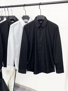 新品 Ez25Ss春秋四季款立体针织棉布纯色翻领衬衣，男士领内Z标识刺绣商务休闲长袖衬衫！贸易公司渠道稀出，领先官网发售！。胸口24官方最新Z家Logl经典纯色