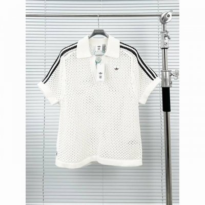 阿迪网眼polo短袖 白色 黑色 S-Xl adidas Originals X Clot 三叶草联名系列 网状镂空钩花针织polo短袖 Adidas Orig
