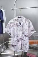 路易 Lv 2025Ss新款短袖衬衫 城市建筑物印花衬衫 轻奢主义 男女日常通勤穿搭必备单品 正确版本 欢迎对比 详细特征 采用定制100%桑蚕丝面料 进口印花