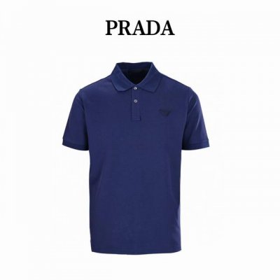 prada普拉达Prd 基础三角标短袖Polo衫 原版5650购入，220G订制订染全棉珠地面料，采用高支长绒棉珠地布。水洗预缩＋酵素除毛，手感非常舒服，右胸饰