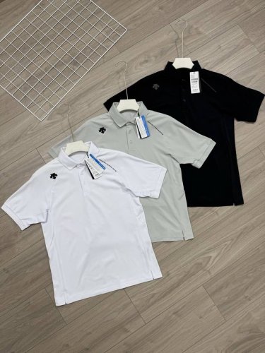 丶上新 迪桑特Polo衫 细节图 Descente 迪桑特三色综训运动健身Tough透气排汗男士短袖Polo肩部品牌字母Logo上衣 进口精梳珠地棉面料亲肤舒爽