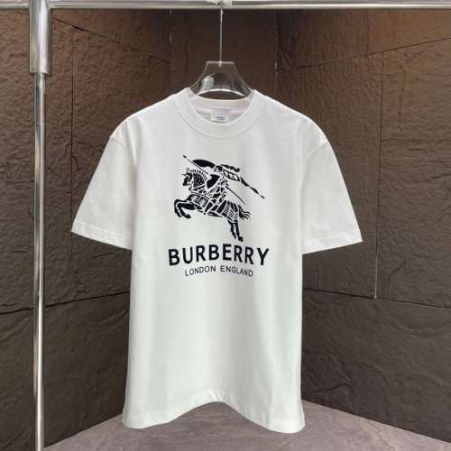 Burber* 巴宝莉* 2025春夏新款短袖T恤 重磅纯棉字母Logo植绒 颜色：黑色 白色 巧克力色 安可拉红 码数：S M L Xl Xxl