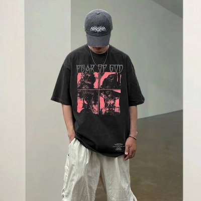 fog Fear Of God四大圣象限定重磅水洗做旧高街短袖 情侣款 顶级复刻，福利好货！重工成衣水洗，满满的美式高街风，上身帅爆了！优选32支240G优质精