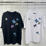 纯原臻品 顶级原版复刻 lv 路易威登25Ss新款七彩蝴蝶刺绣短袖T恤短袖 采用280克空气珠地棉 立体刺绣编制工艺细节用料做工均和原版一致 惊艳 原版面料高版