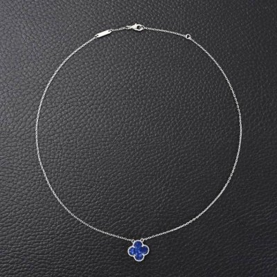 Van Cleef Arpels梵克雅宝Vca 经典四叶草项链 黑蓝 #纯银版本 附全套包装，包装损坏扣除30元，谢谢谅解