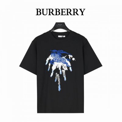 burberry 巴宝莉 25Ss 战马牙刷绣及泼墨印花短袖T恤 平织棉 T 恤衫，选用260G平织棉质面料打造+2X2配套螺纹， 区别于普通宽的面料克重，跟原