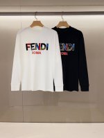 P200# 【新品】洋行渠道臻品，2025秋冬新款Fd Roma字母植绒刺绣标识圆领长袖T恤打底衫 经典著作,超时髦的精简款长T属于单穿内搭的圣品.客供埃及针织