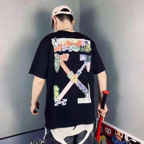 Off White 涂鸦喷绘印花短袖Tee男女同款 搭配情侣更赞哦 官网发售款｜超级推荐｜超人气单品 Ins小红书热门爆款三标齐全 专用包装袋 一大批潮人已经在