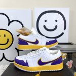 高版本 Aj Jordan Air Jordan 1 Low 耐磨防滑 Aj低帮紫金湖人 复古板鞋 36-44码