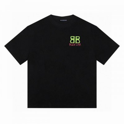 balenciaga巴黎世家Bb涂鸦短袖半袖T恤 采用260G双纱100%精梳纯棉面料 螺纹定织定染无色差！采用过肩拉条工艺，百洗不变形！ -采用高端印花，百洗