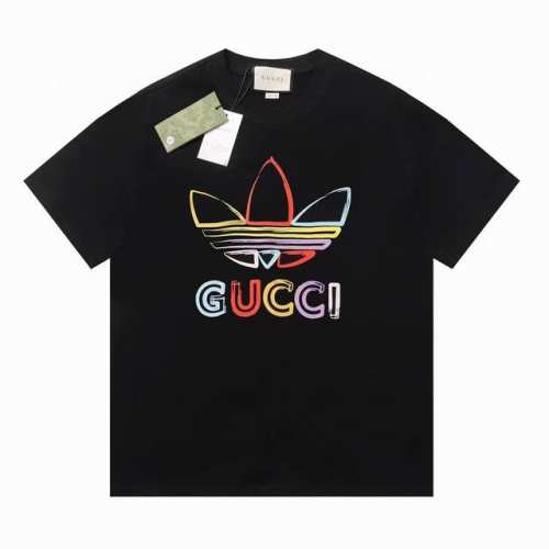 p70#E173 gucci古驰彩绘阿迪联名印花圆领短袖T恤 gucci短袖 面料：采用32支270G精棉双纱面料，不起球 不缩水 不褪色，同缸定染32支双股1