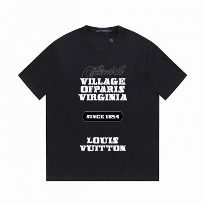 Lv24春夏系列 Louis Vuitton艺术字体图案Logo -采用双纱纯棉250G 还原Lv经典反袖做法 三标齐全 面料颜色定制定染 不缩水不退色 手感舒