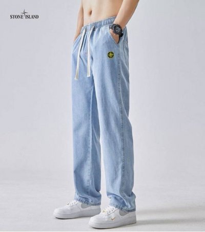 Stone Island石头岛 夏季薄款莱赛尔天丝水洗牛仔潮裤 男女同款 采用国际进口优质莱赛尔牛仔面料 百洗不裂 不变形 耐磨性高 色牢度牢等特点 穿着舒适