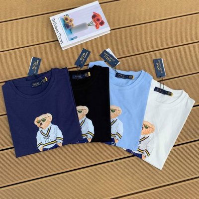 款号：L01 Ralph Lauren 拉夫劳伦25Ss新款小熊公仔图案印花纯色T恤圆领短袖 颈部主标Logo有二维码标，可以扫码验证，并且细节熊标刺绣全部高密