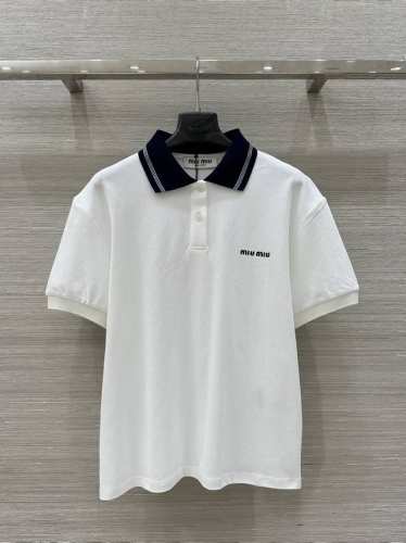 独家首发 原单品质，Miu系少女系穿搭！知识分子时髦风针织领Polo短袖上衣！定制进口高密双股珠地纯棉面料透气舒适。休闲H版型上身绝绝子！复古风甜妹穿搭！刺绣字
