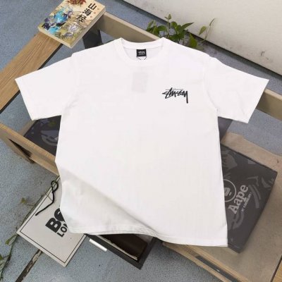 上新 款号：Xbnb005 2025新款Stussy斯图西玩偶桌球8图案Logo印花休闲情侣宽松短袖T恤，经典永远不会过时、人手必备款，260G纯棉精梳棉不起球