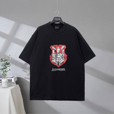 b157# 市场顶级品质 Balenciaga 巴黎世家2025Ss 巴黎城堡反穿做旧磨破印花印花短袖T恤 印花采用进口康丽机直喷工艺 市场顶级的质量 官网品质