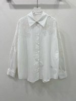 Ermanno Scervin* 蕾丝之王 25早春新款尖领短款衬衫 定制Yb斜纹全棉材质 质感垂顺舒适 落肩翻领衬衫设计 修饰身材 气质柔美 重工艺水溶绣花