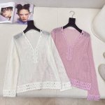 独家款～ Ce 25Ss 春夏最新款手工钩织做法针织衫自带仙气的单品 无法拒绝的温柔 手工钩织边做法可爱减龄 文艺又气质 喜欢甜美风的女生千万不要错过 两色现货