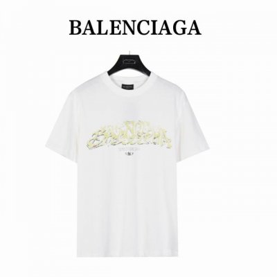 Balenciaga 巴黎世家 走秀款 火焰字母数码直喷短袖T恤 订单版本 面料：260克精棉平纹 罗纹：32S精棉拉架1*1罗纹320克 工艺：菲林开版椭圆机
