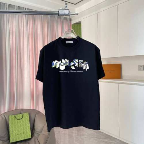 Moncle* 蒙口2025夏季新款 个性Logo印花 定制面料300 短袖T恤 男女同款 尺码：S M L Xl Xxl 五个码 颜色：黑色 白色 紫色 铁灰