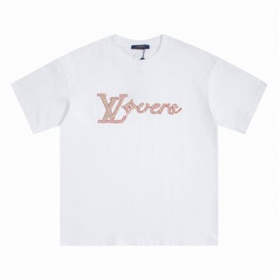 上新 高版本 Louis Vuitton 路易威登 重工珠片绣短袖T恤 采用原板独家定制 克32支双莎纯棉面料 质感非常柔软舒服 100%区别市场的顶级面料 不