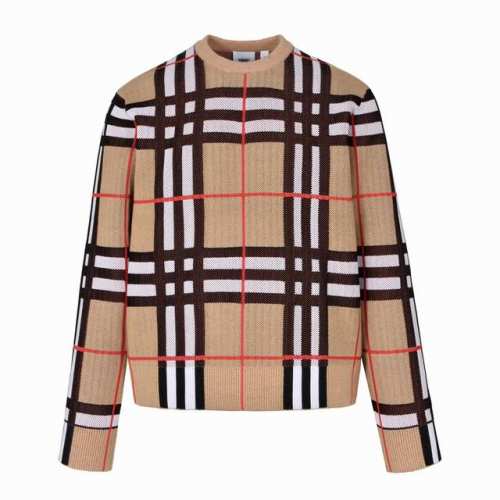 巴宝莉 Burberry 23FW 网眼格纹圆领毛衣 订染28支卡其羊毛纱线和聚酯纤维纱线 size: s-L