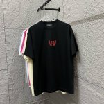 Balenci*Ga 巴黎2025春夏新款短袖T恤衫 经典双B 红色字母刺绣定制双纱平纹纯棉面料 短袖T恤 男女同款 颜色：黑色 白色 尺码： S 90-130