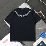 上新 顶级复刻 高端定制 - Chrome Hearts 克罗心 新款重工刺绣贴皮Logo休闲圆领短袖T恤 - 款号 348 - 颜色 黑色 白色 - 购入原版