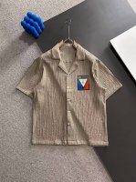 隔天出货 Louis Vuitton 路易威登 2025古巴领短袖衬衫男款夏季压皱花设计高级感衬衣半袖衬衫短袖 宽松衬衣 尺码:M-3Xl码