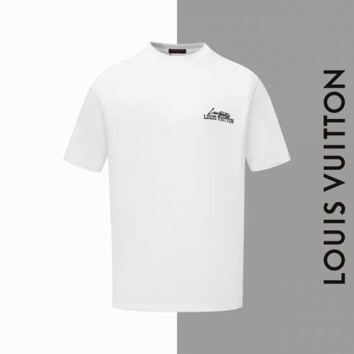 款号#Z64 lv签名重工刺绣圆领短袖 louisvuitton官网一致款式 面料 32支双纱280克纯棉面料 同缸同色织染螺纹 颜色一致 工艺 进口机器十万针