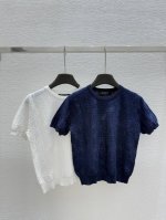 Ba家 早春新款 圆领五角星针织短袖 颜色：宝蓝色 白色 尺码：36.38.40