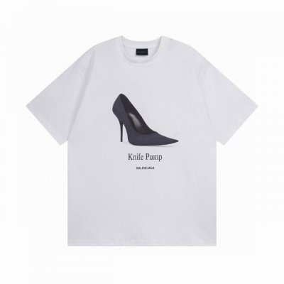Balenciaga 巴黎世家2025 Ss 高跟鞋前后直喷印花短袖T恤 本市场No.1的质量 真正天花板品质 全部原版开发注意细节图 避免被盗图商家混发 正确