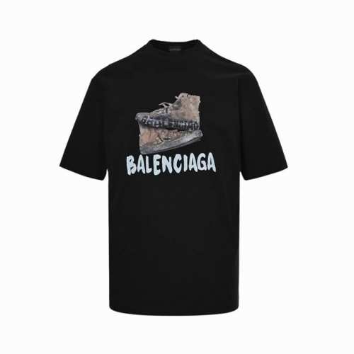 Balenciaga 巴黎世家 25Ss 做旧鞋子新花短袖 Logo标识精致升级，原版面料，官方同款 定制280克同缸染面料 手感非常舒服 春夏砖柜同步 时尚又