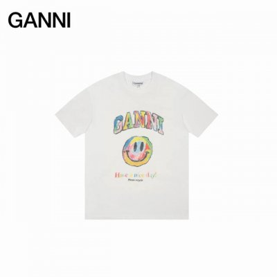 Ganni25Ss 笑脸短袖彩虹地球环保主题T恤 如果你还不认识来自哥本哈根的Ganni 那真的要告诉你 这个牌子穿过的明星实在是太多了 韩潮顶流加持和她独具特