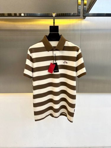 kiton、2025Ss春夏新品，男士条纹设计翻领短袖Polo衫，甄选客供定制混纺丝光珠地棉面料，轻薄具备棉的吸湿性导湿，光泽度好，重工刺绣Logo标识，精心诠